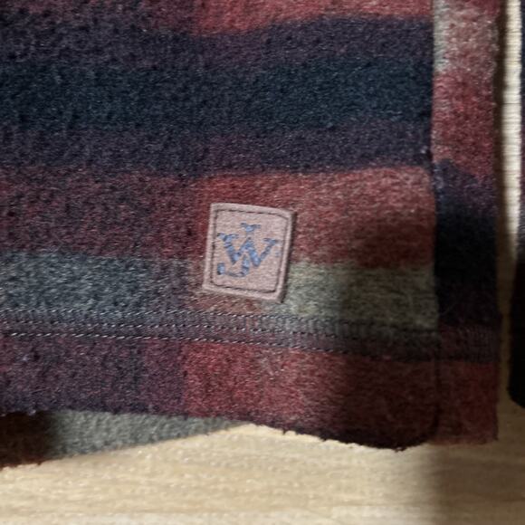 John Wayne Men's sz S Plaid Fleece Pullover 1/4 Snap Rust & Blk Jacket Sweater - Picture 5 of 7